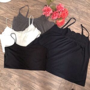 EXPRESS GAP LOFT 4 spaghetti strap camisole tops size L-gray black seafoam navy